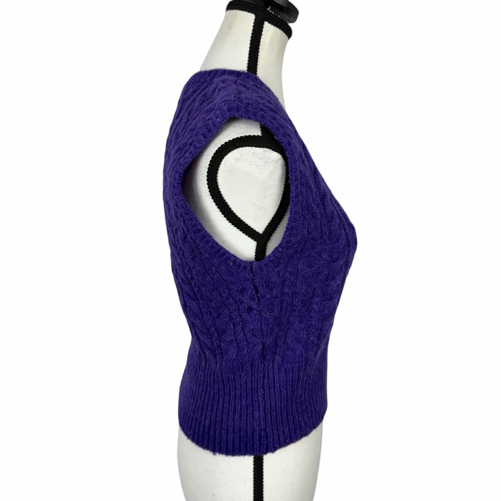 Rag & Bone Elizabeth Cable Knit Vest Purple NWT $395 Wool Sleeveless Sweater S - Picture 3 of 8